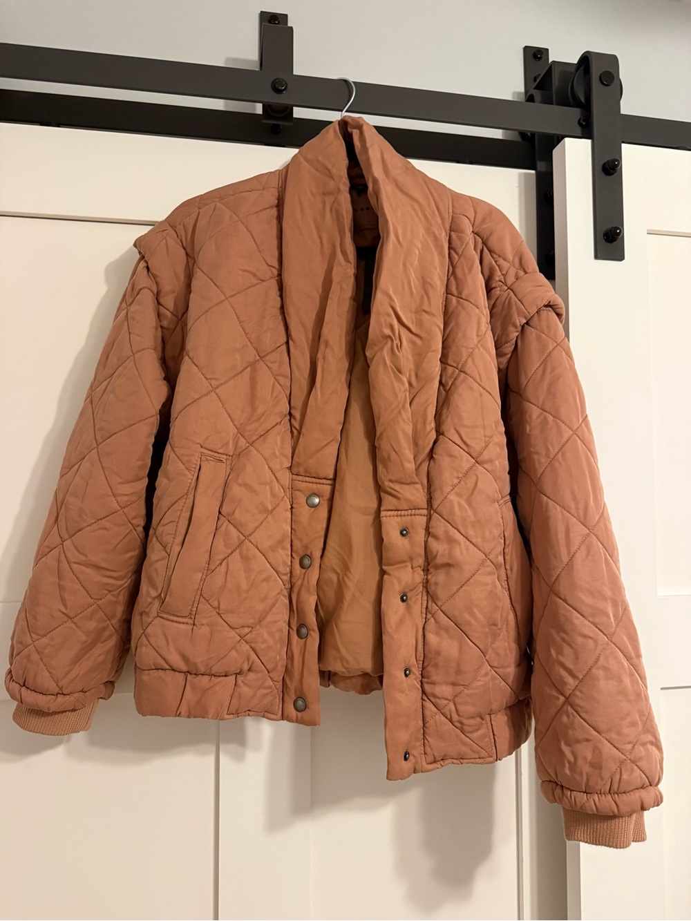Blank NYC Quilted Puffer Jacket in Rust